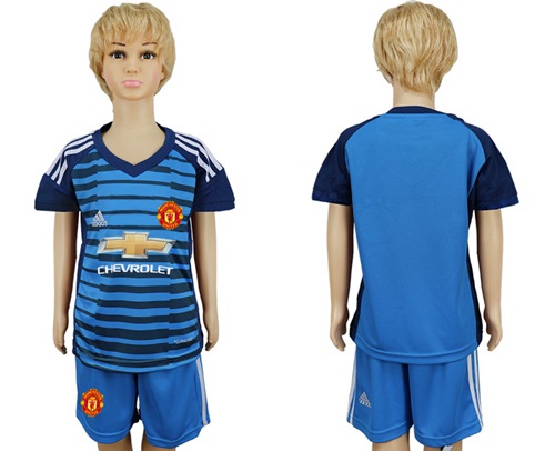 Manchester United Blank Blue Kid Soccer Club Jersey - Click Image to Close